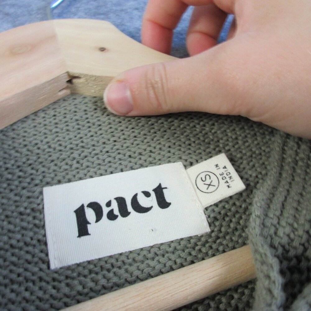 Pact Womens Funnel Neck Sweater Tunic XS Split Hem Organic Cotton Green 440 - Picture 8 of 11